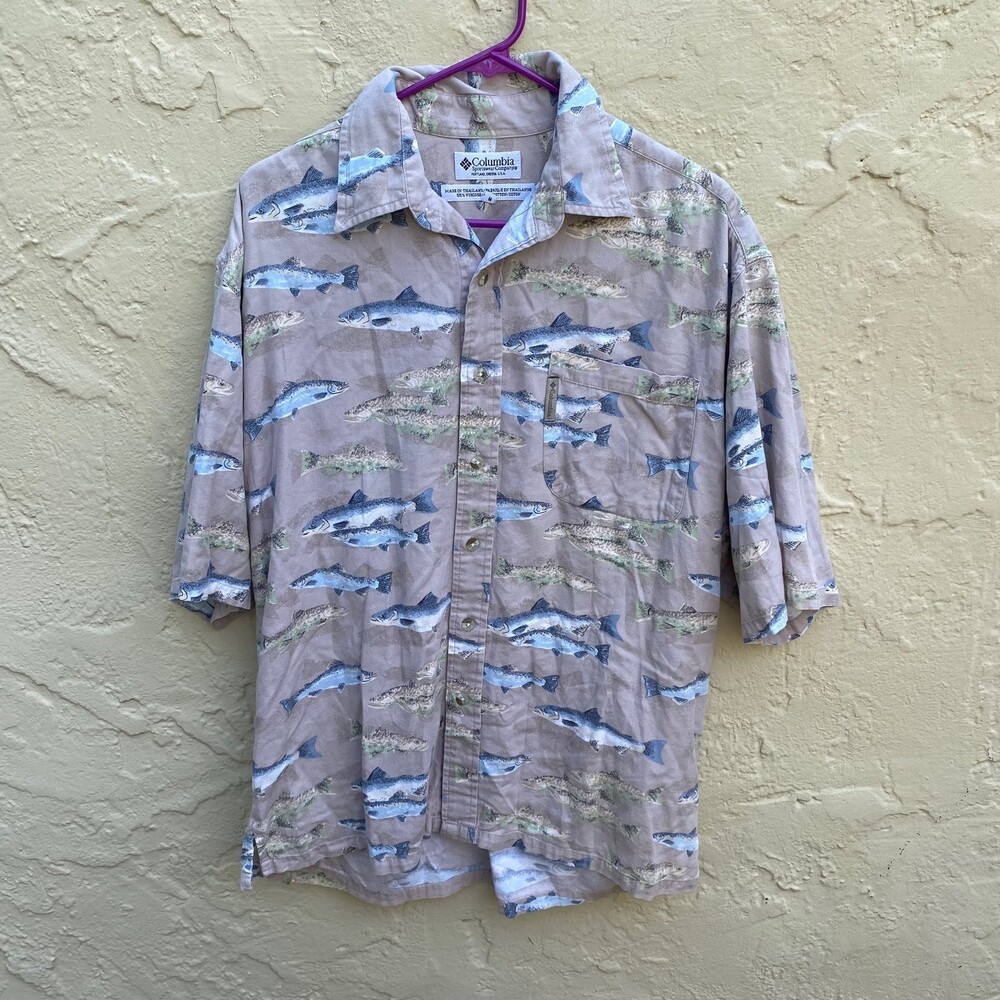 Columbia Button Up Mens fish collared shirt sz M